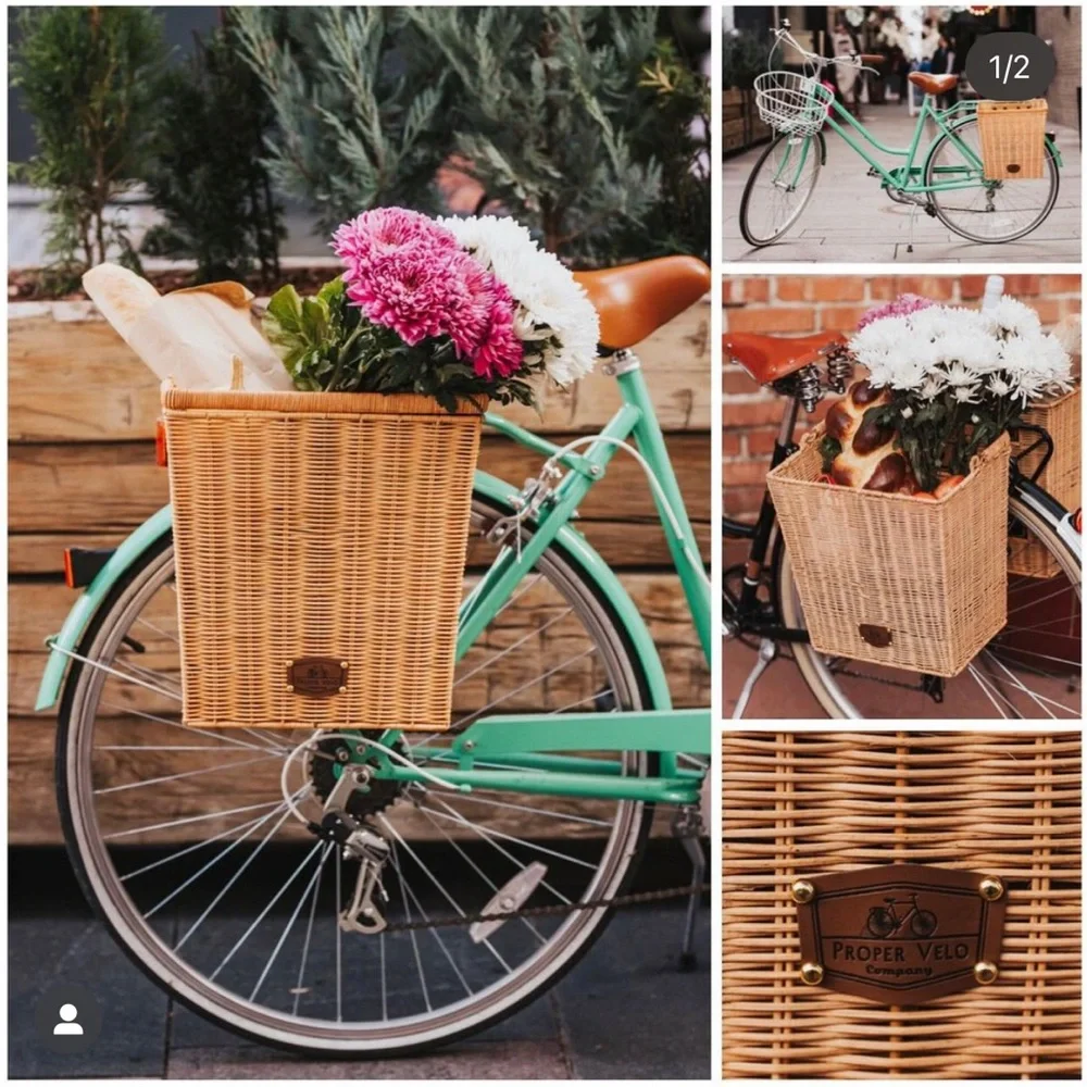 Wicker Bicycle Rear Basket, Proper Velo Quick Release Bike Pannier (Seconds)
